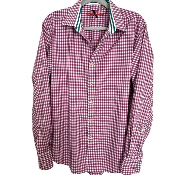 ROBERT Graham Luxury Long Sleeve Dress Short XL Tailored Fit Pink and Wh… - Picture 1 of 16